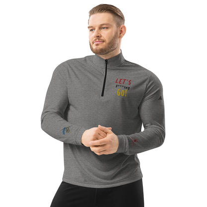 LIMITED TIME ONLY! Deadpool & The Wolverine Quote Let's Go! adidas Quarter Zip Pullover