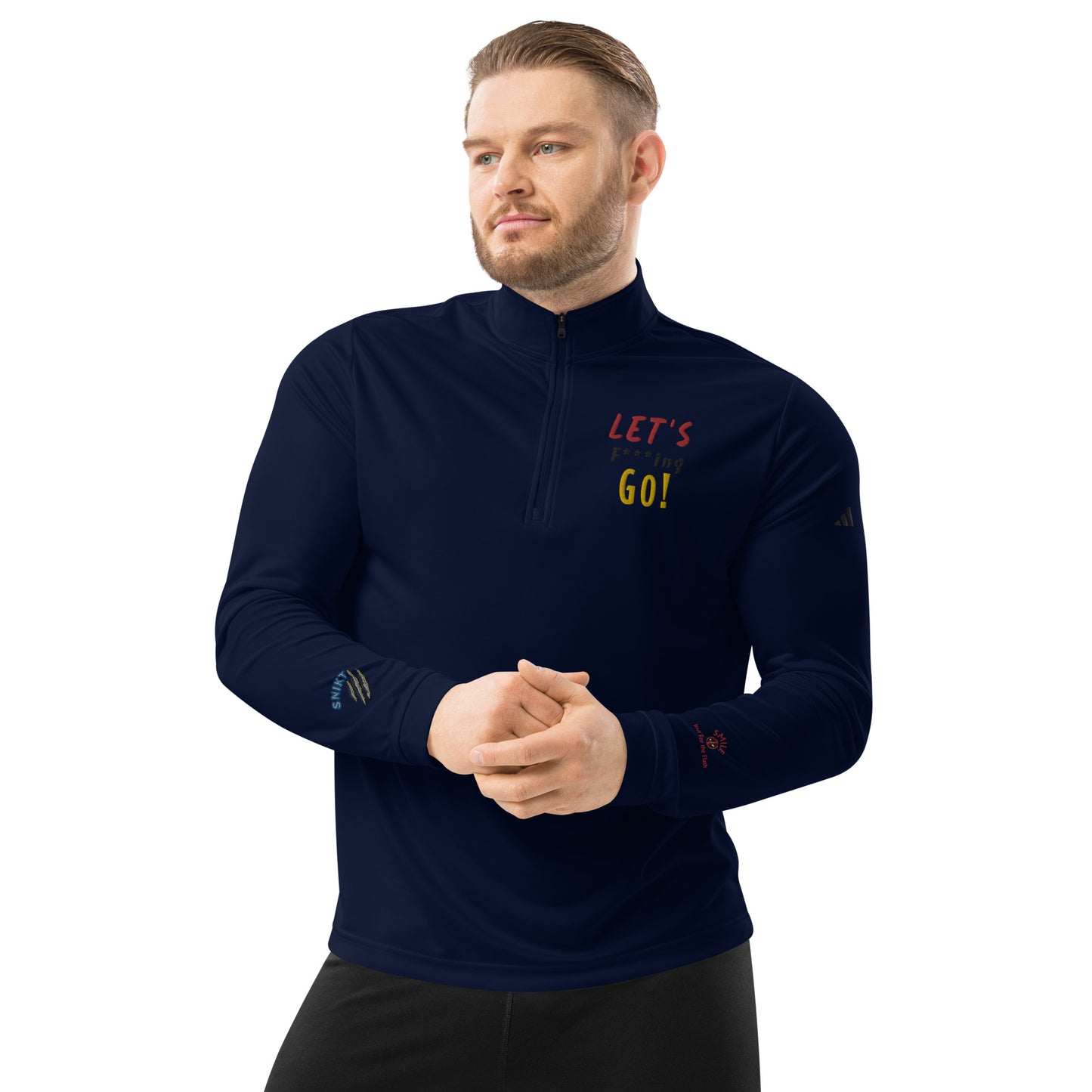 LIMITED TIME ONLY! Deadpool & The Wolverine Quote Let's Go! adidas Quarter Zip Pullover