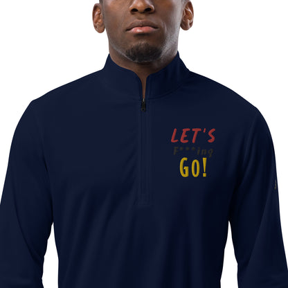 LIMITED TIME ONLY! Deadpool & The Wolverine Quote Let's Go! adidas Quarter Zip Pullover