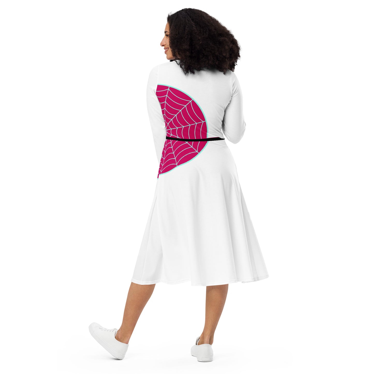 Spider-Gwen Webbing Long Sleeve Midi Dress