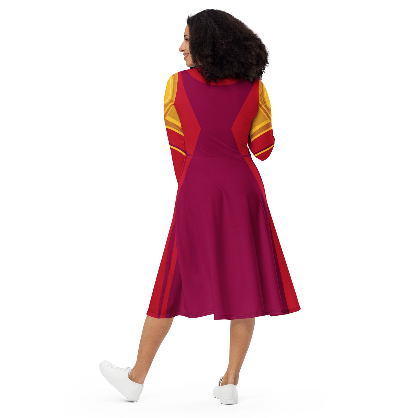 Tony Stark Iron Man Costume Long Sleeve Midi Dress