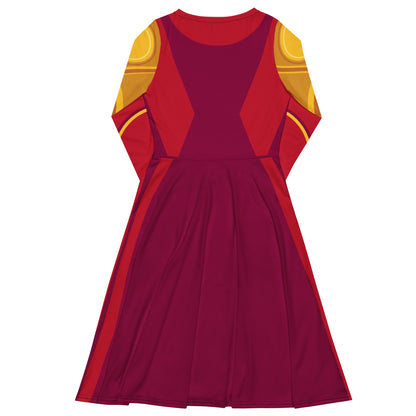 Tony Stark Iron Man Costume Long Sleeve Midi Dress