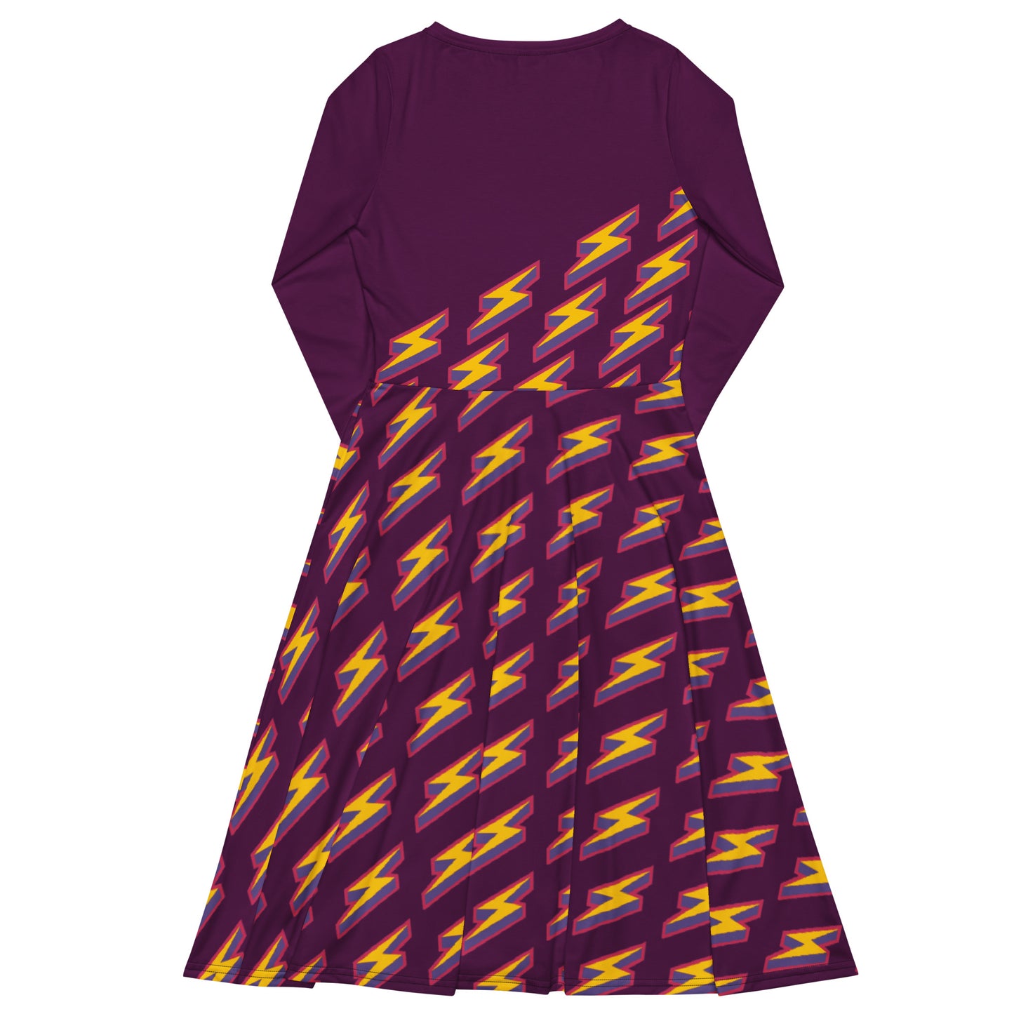 Intergalactic Lightning Bolt (Purple) Long Sleeve Midi Dress