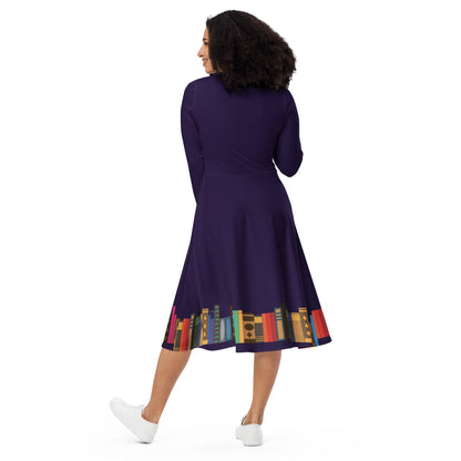 Kamar-Taj Library (Purple) Long Sleeve Midi Dress