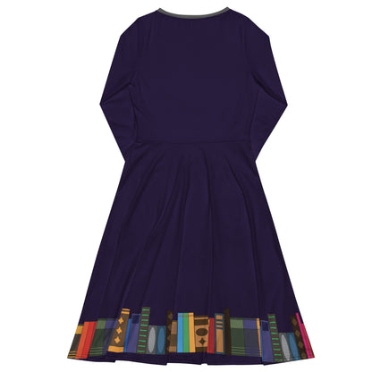 Kamar-Taj Library (Purple) Long Sleeve Midi Dress