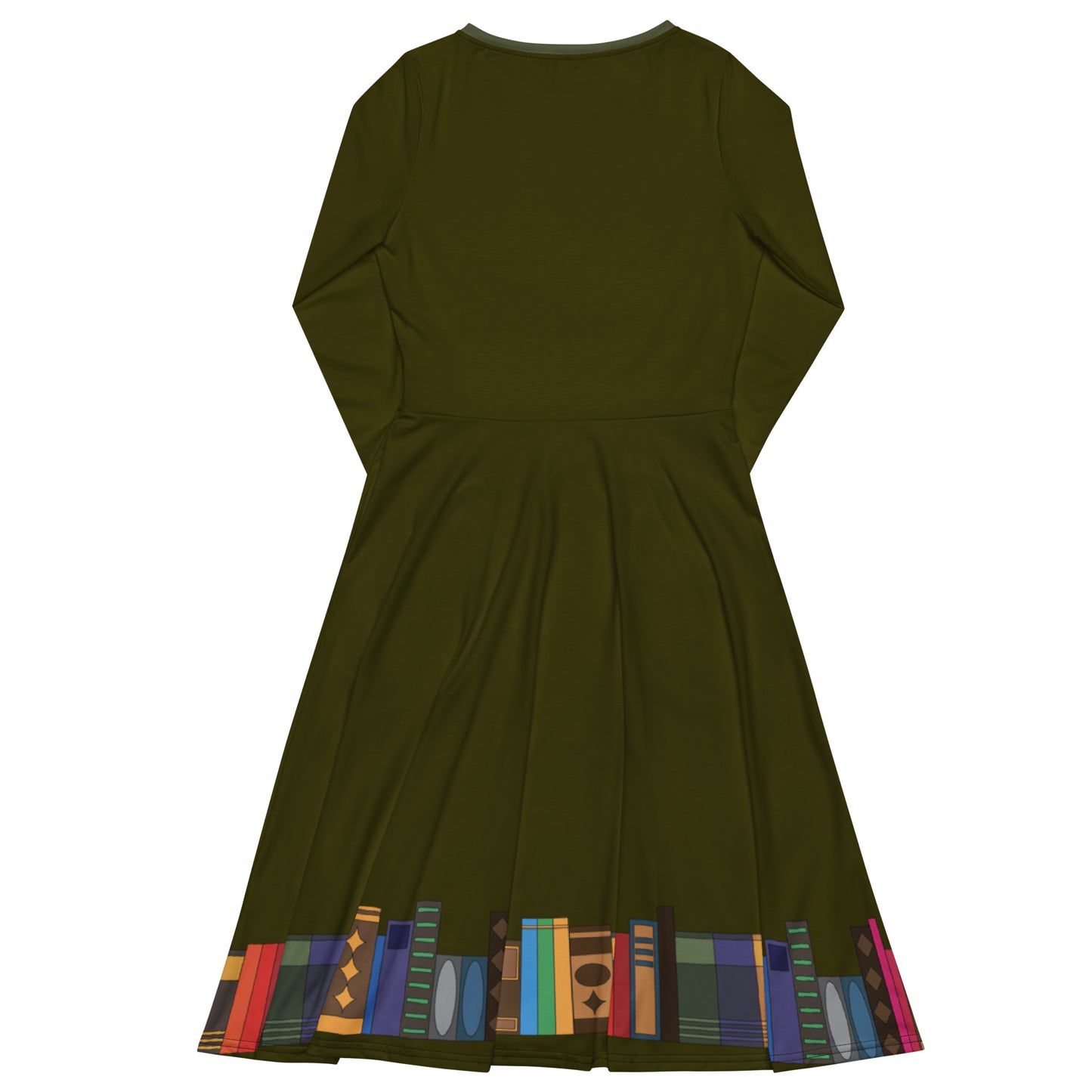 Kamar-Taj Library (Dark Green) Long Sleeve Midi Dress