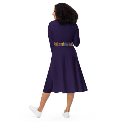 Kamar-Taj Library (Belt Effect) Long Sleeve Midi Dress