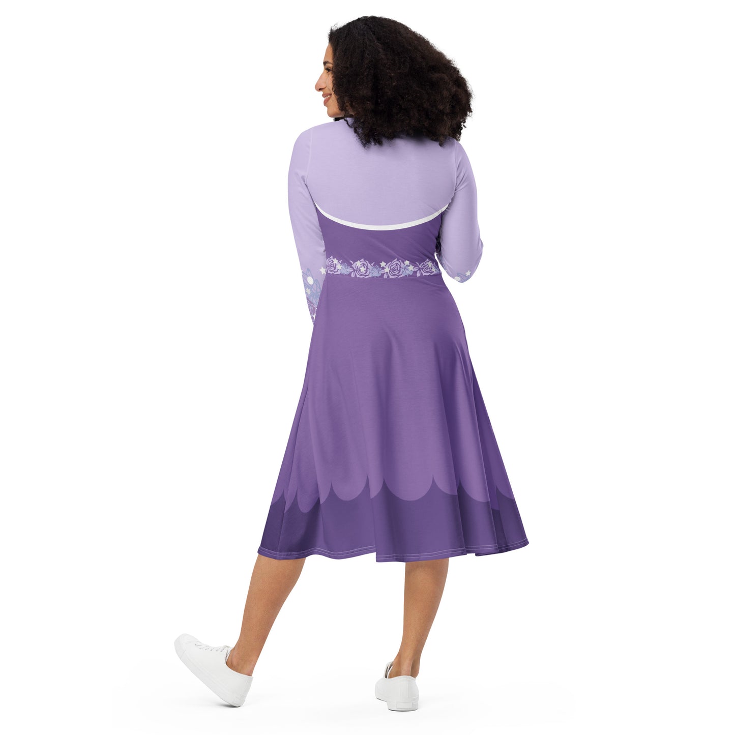 Purple Fairy Costume Long Sleeve Midi Dress