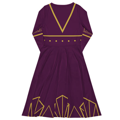 Futuristic Princess Costume (Purple) Long Sleeve Midi Dress