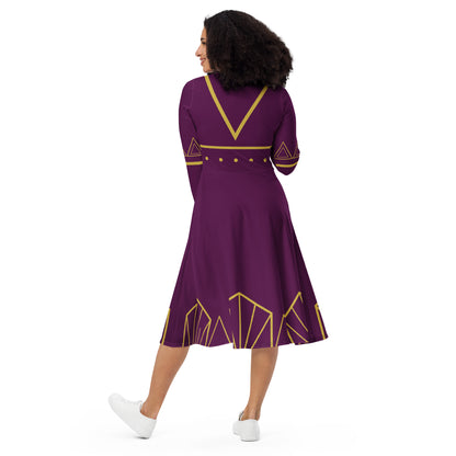 Futuristic Princess Costume (Purple) Long Sleeve Midi Dress