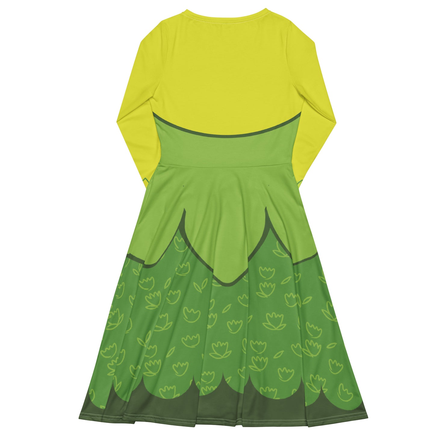 Tiana Frog Princess Costume Long Sleeve Midi Dress