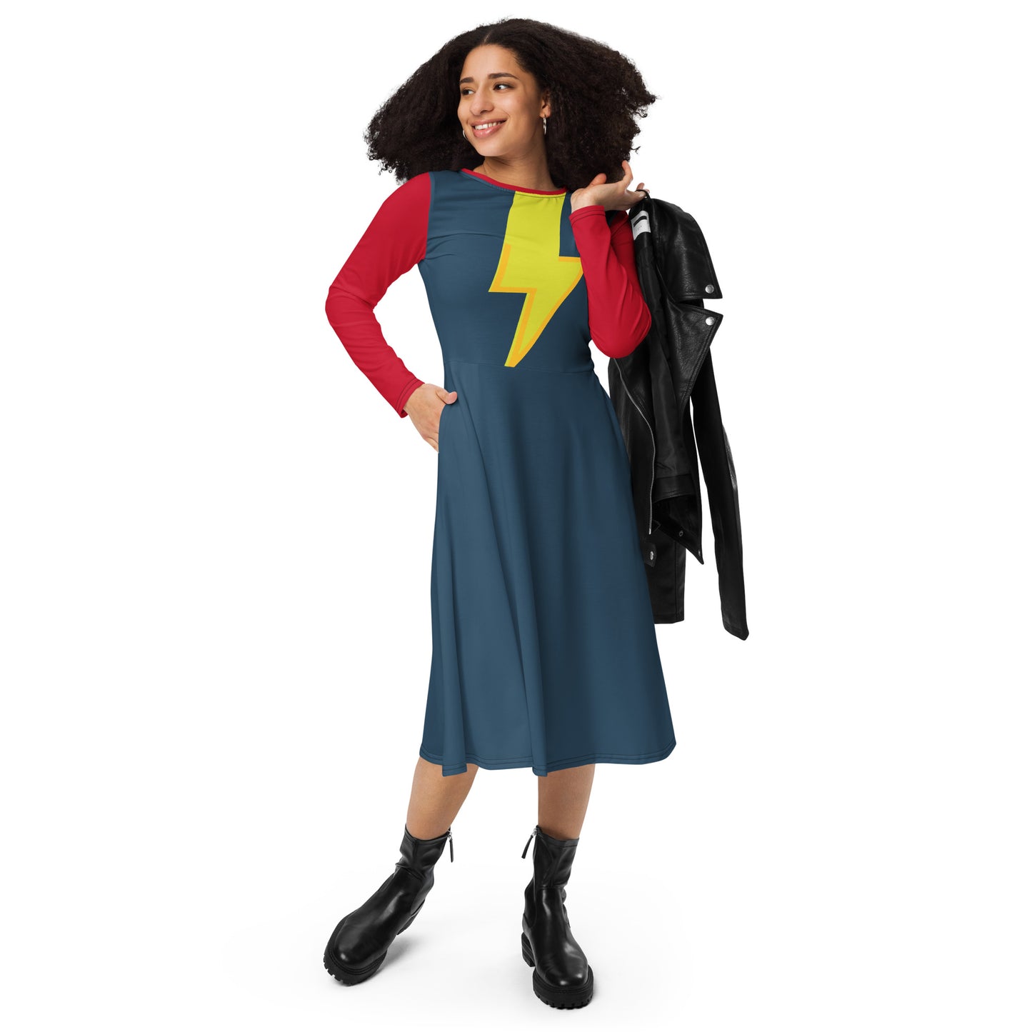 Ms. Kamala Khan Long Sleeve Midi Dress