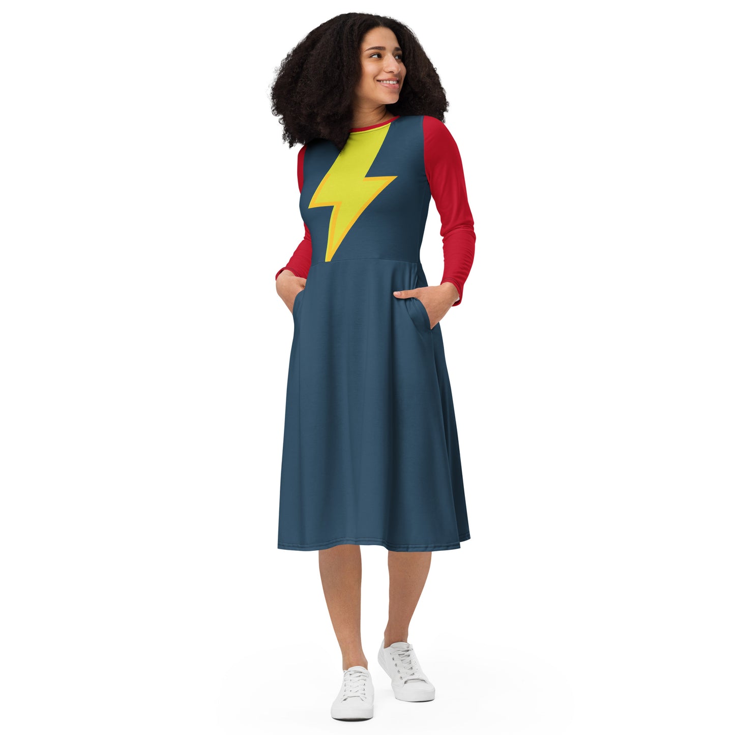 Ms. Kamala Khan Long Sleeve Midi Dress