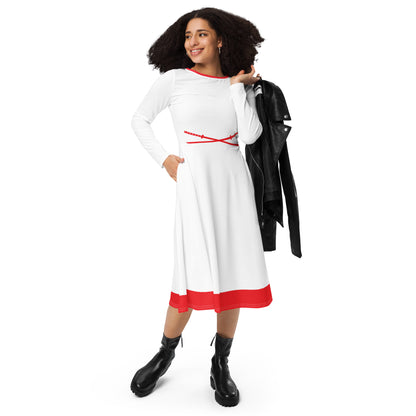 Deadpool Katanas Long Sleeve Midi Dress