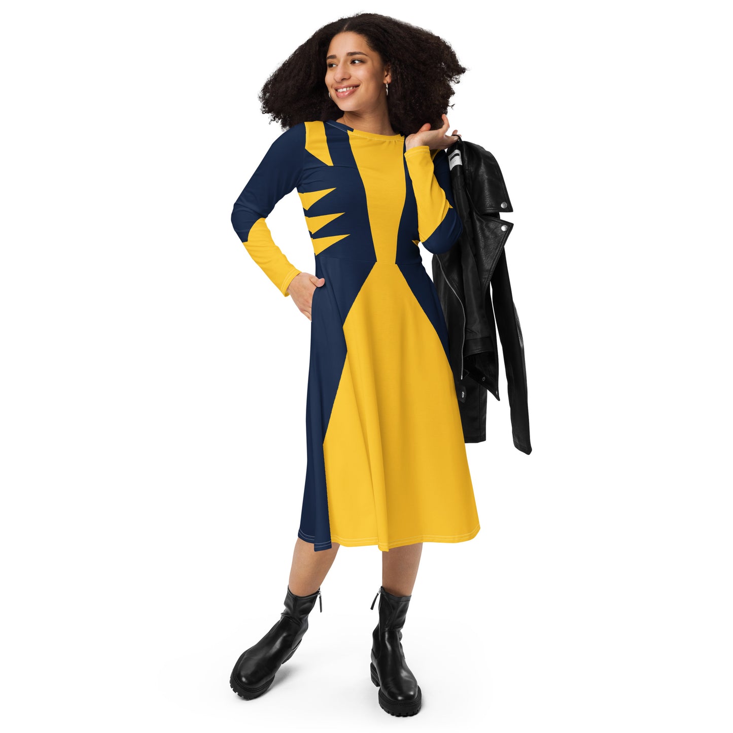 Wolverine Costume (One) Long Sleeve Midi Dress