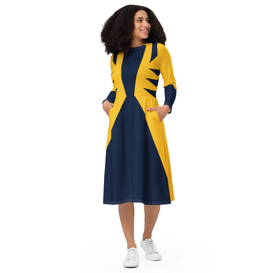 Wolverine Costume (Two) Long Sleeve Midi Dress