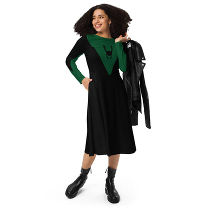 Loki Helmet Long Sleeve Midi Dress