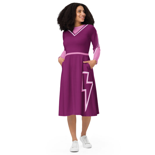 Superhero (Eggplant) Long Sleeve Midi Dress