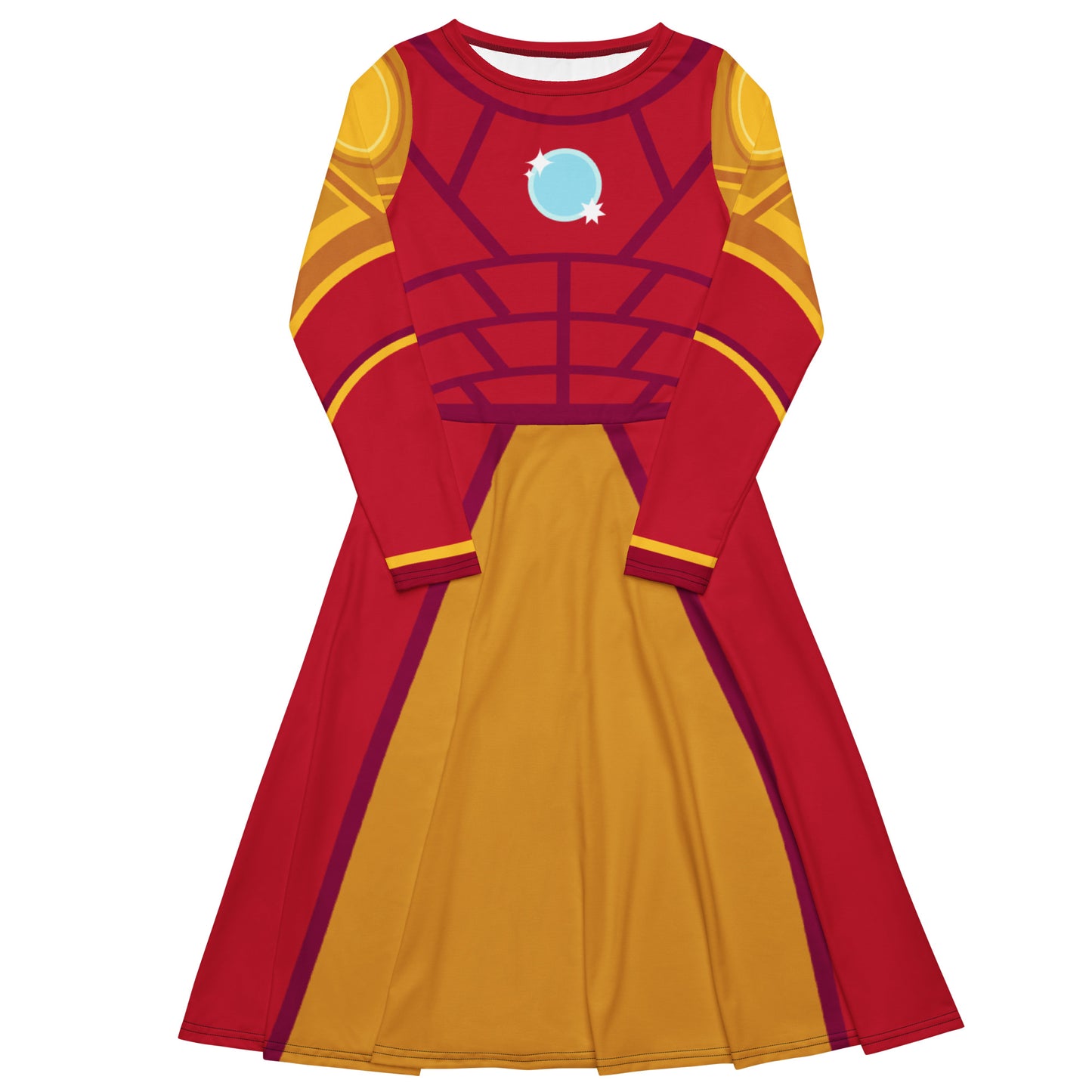 Tony Stark Iron Man Costume Long Sleeve Midi Dress