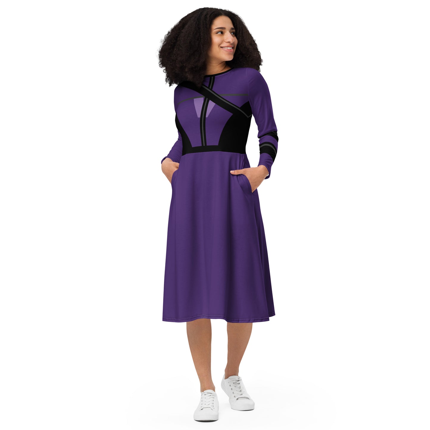 Kate Bishop Costume (Two) Long Sleeve Midi Dress