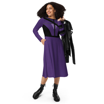 Kate Bishop Costume (Two) Long Sleeve Midi Dress