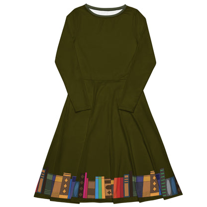 Kamar-Taj Library (Dark Green) Long Sleeve Midi Dress