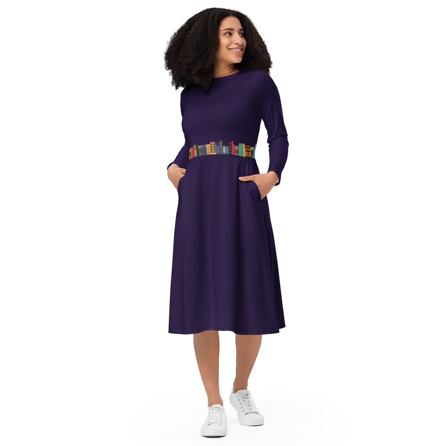 Kamar-Taj Library (Belt Effect) Long Sleeve Midi Dress