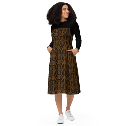 Nadja Shadows Long Sleeve Midi Dress