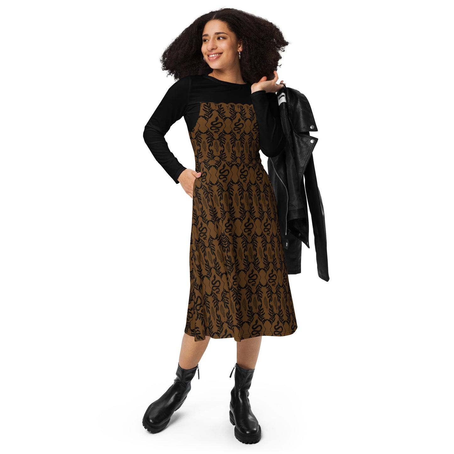 Nadja Shadows Long Sleeve Midi Dress