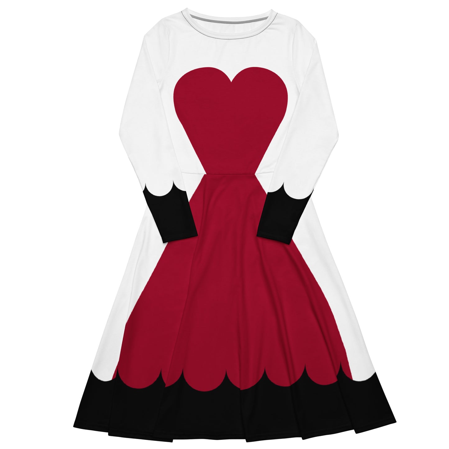 Queen of Hearts Costume Long Sleeve Midi Dress