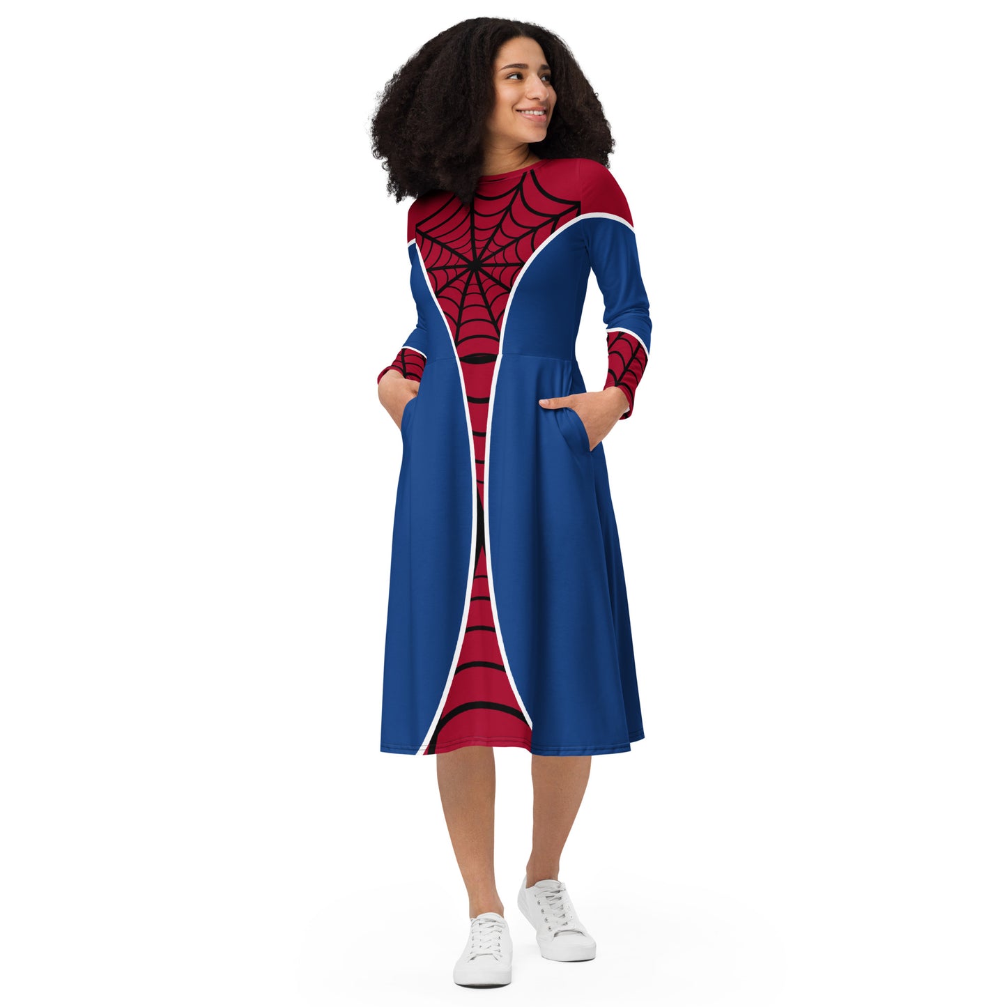 Spider-Man Costume Long Sleeve Midi Dress