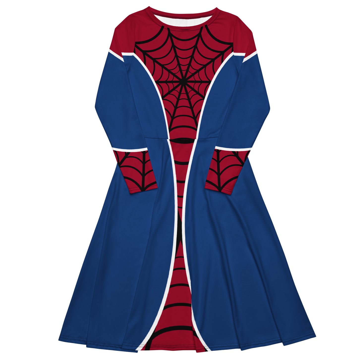 Spider-Man Costume Long Sleeve Midi Dress