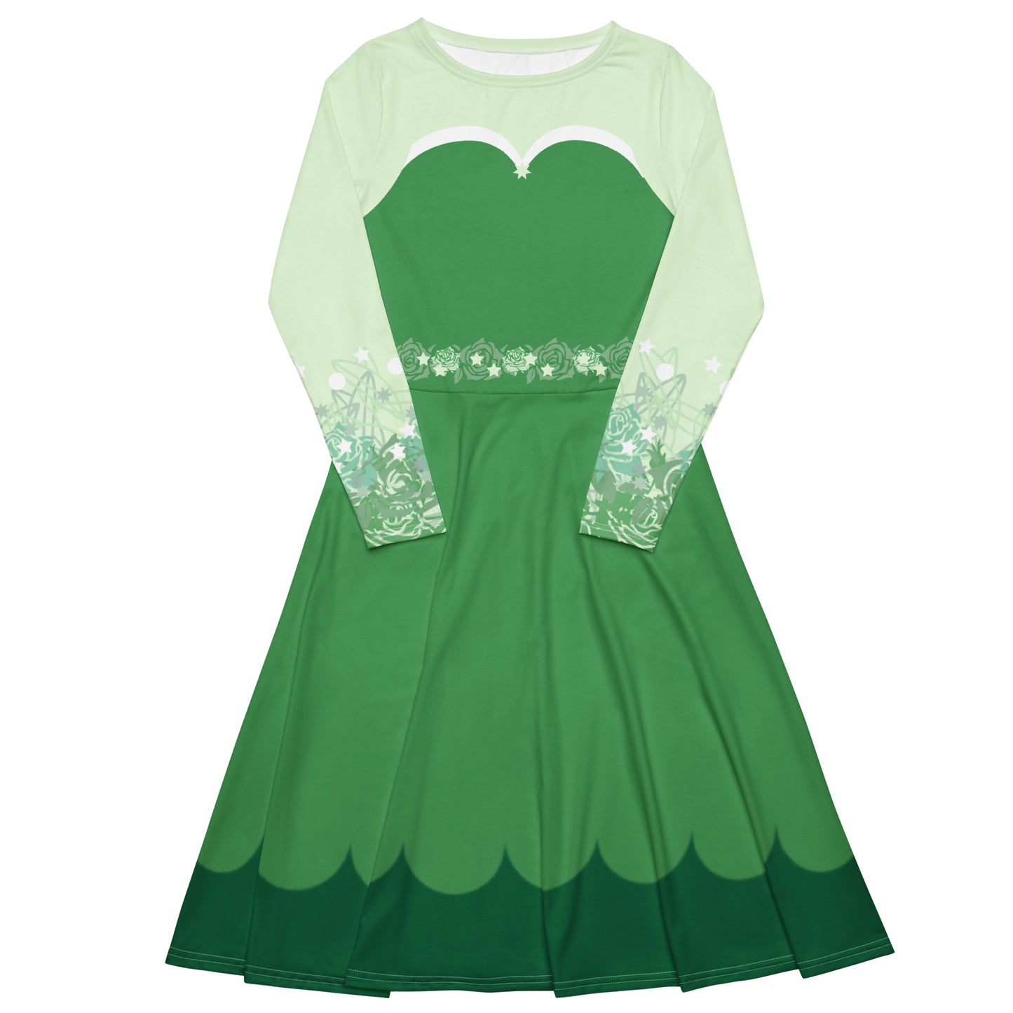 Green Fairy Costume Long Sleeve Midi Dress