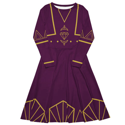 Futuristic Princess Costume (Purple) Long Sleeve Midi Dress