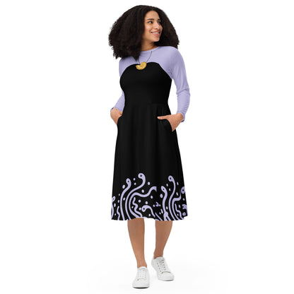 Sea Witch Costume Long Sleeve Midi Dress