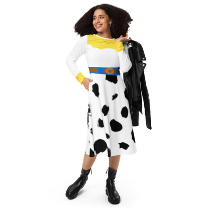 Toy Cowgirl Costume Long Sleeve Midi Dress