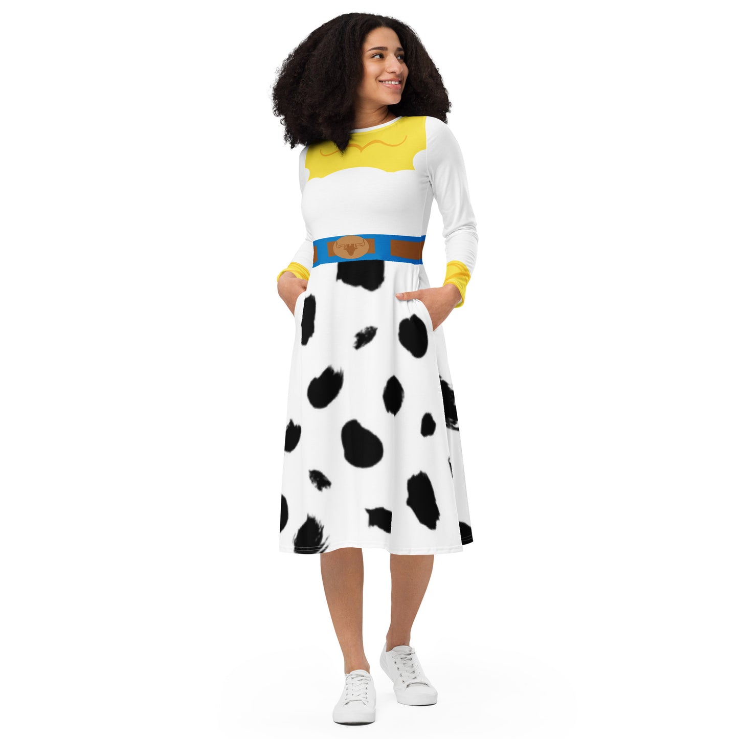 Toy Cowgirl Costume Long Sleeve Midi Dress