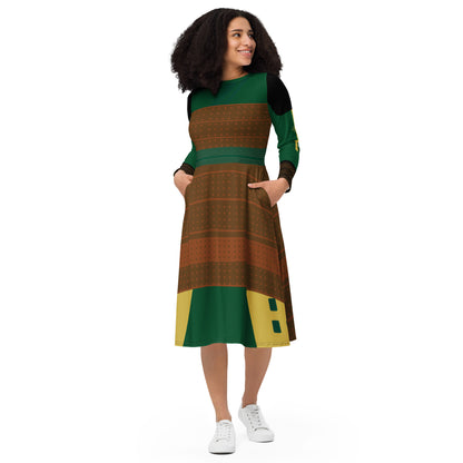 Kyoshi Warrior Long Sleeve Midi Dress