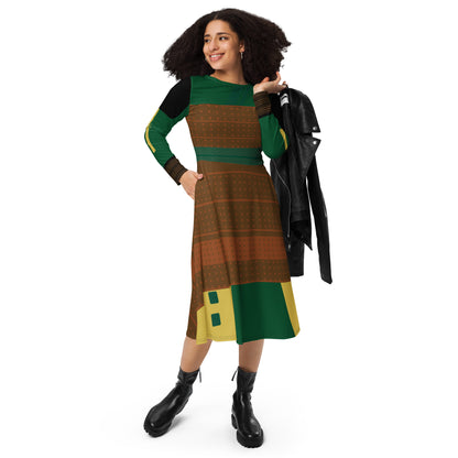 Kyoshi Warrior Long Sleeve Midi Dress