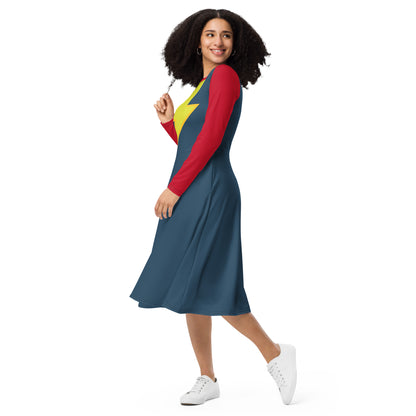 Ms. Kamala Khan Long Sleeve Midi Dress