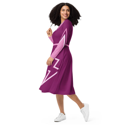 Superhero (Eggplant) Long Sleeve Midi Dress