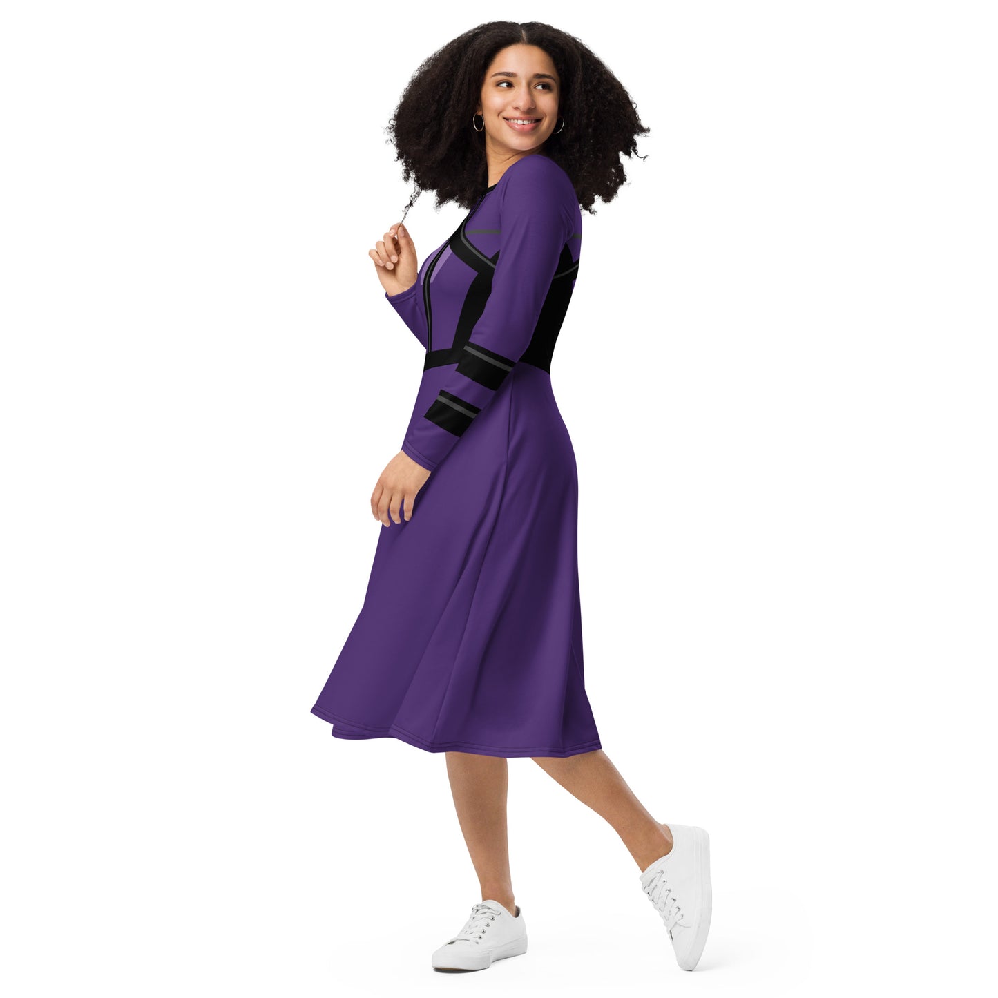 Kate Bishop Costume (Two) Long Sleeve Midi Dress