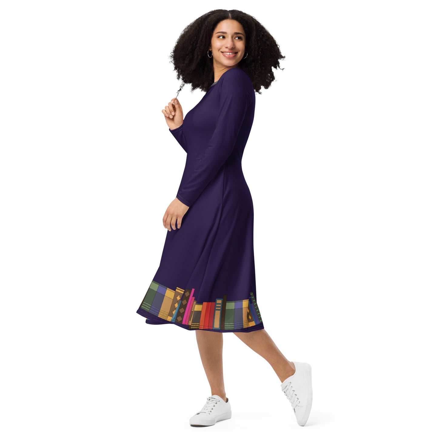 Kamar-Taj Library (Purple) Long Sleeve Midi Dress