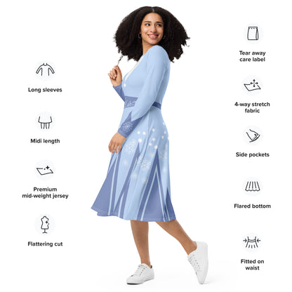 Ice Queen Costume (Two) Long Sleeve Midi Dress