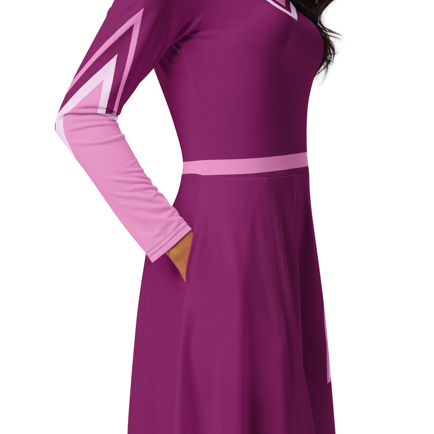 Superhero (Eggplant) Long Sleeve Midi Dress