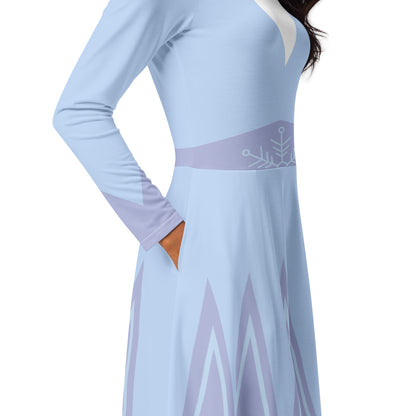 Ice Queen Costume (One) Long Sleeve Midi Dress