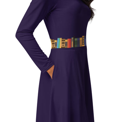 Kamar-Taj Library (Belt Effect) Long Sleeve Midi Dress