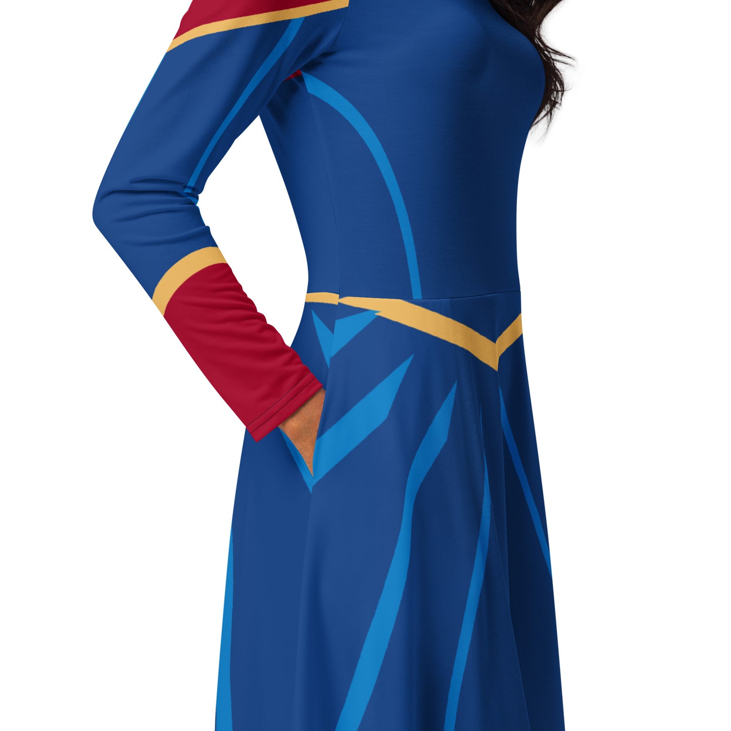 Super Girl Costume Long Sleeve Midi Dress