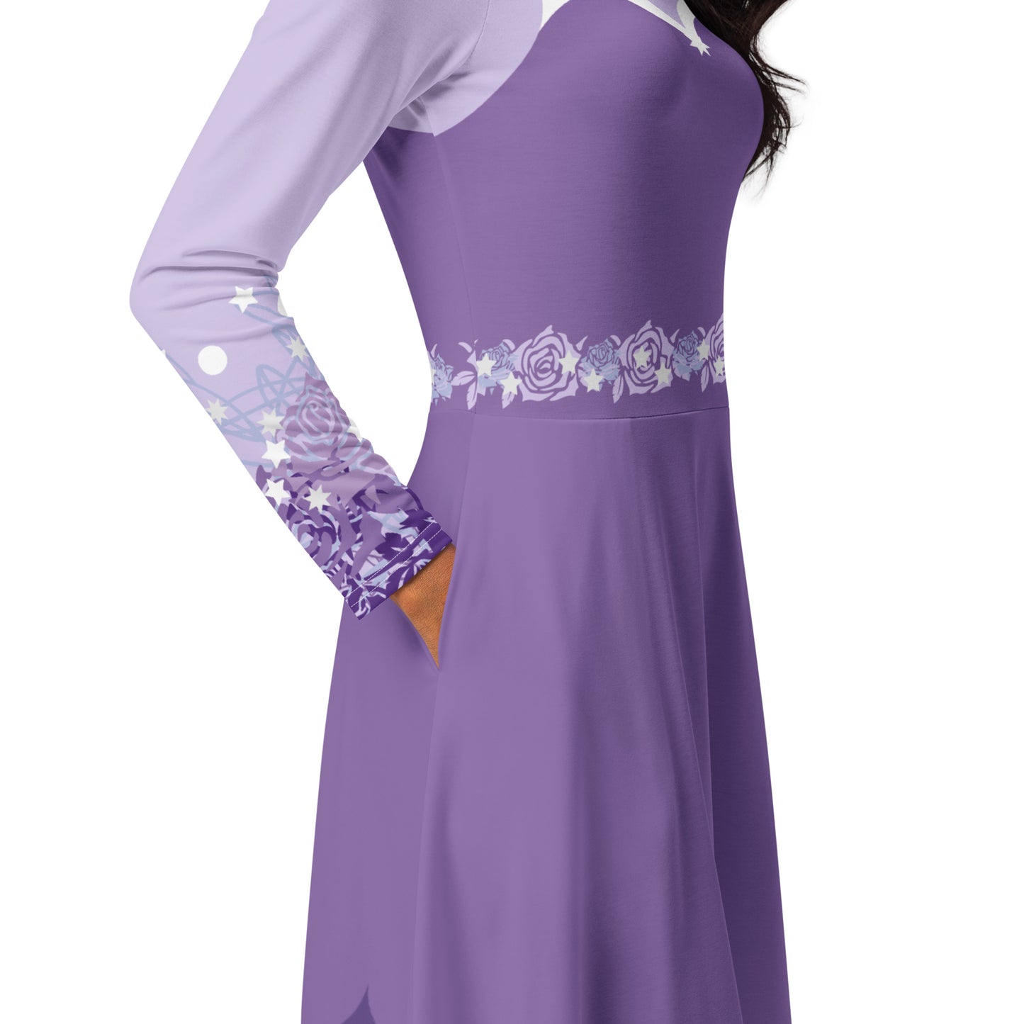 Purple Fairy Costume Long Sleeve Midi Dress