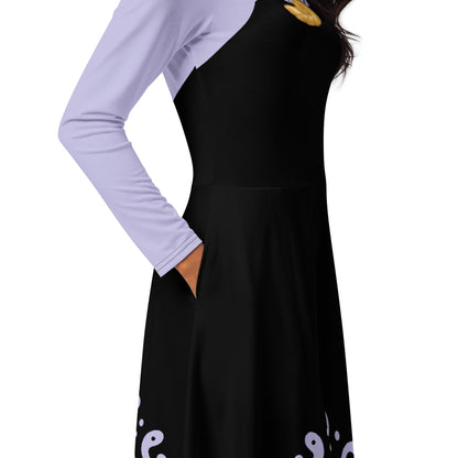 Sea Witch Costume Long Sleeve Midi Dress